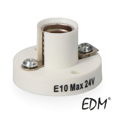 Base para lâmpada E10 Max 24V branca com contactos metálicos