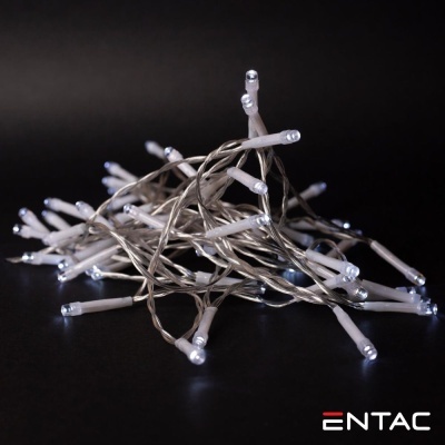 Cordão de luzes LED com fios transparentes e logo ENTAC