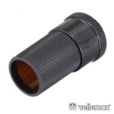 Tubo extensível preto com textura canelada e interior castanho