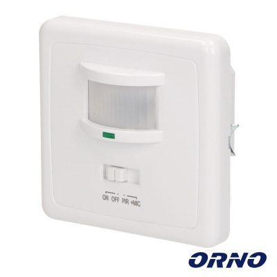 Detector de movimento branco quadrado com sensor e interruptor