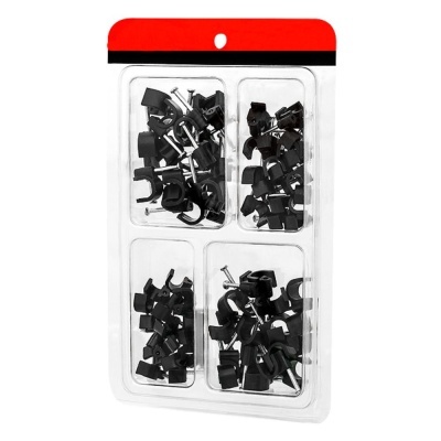 Conjunto de grampos de plástico com pregos em embalagem blister