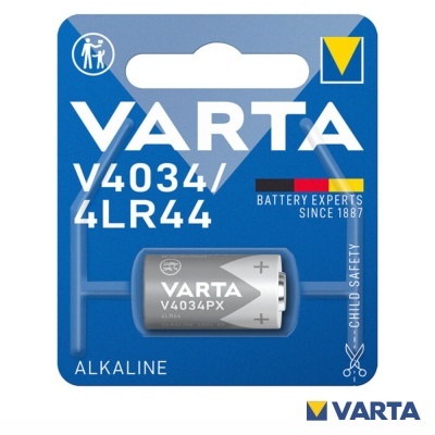pilha alcalina VARTA V4034/4LR44 prata com embalagem azul