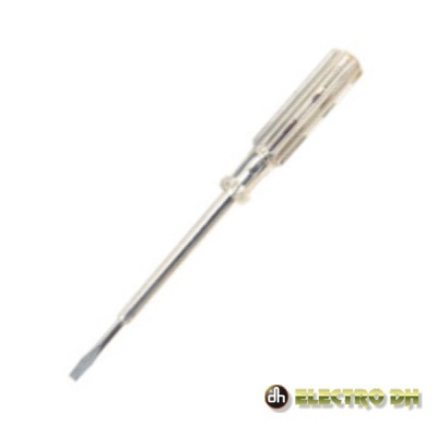 Chave de fendas pequena com cabo transparente em plástico e lâmina metálica