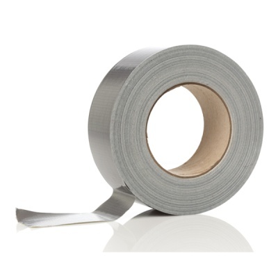 Rolo de fita adesiva cinza com ponta solta
