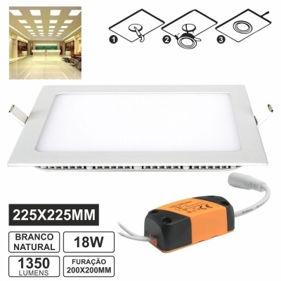 Painel de luz LED retangular branco com transformador