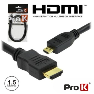 Cabo HDMI preto Pro K com terminais banhados a ouro