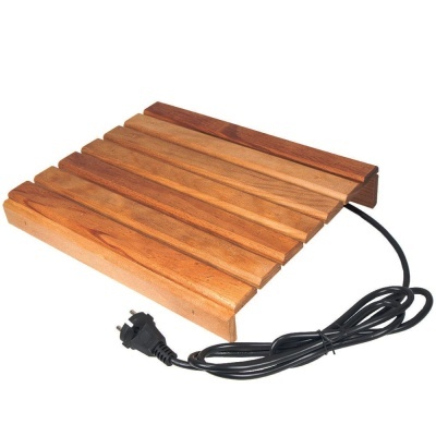Tabuleiro elétrico de aquecimento em madeira com cabo preto