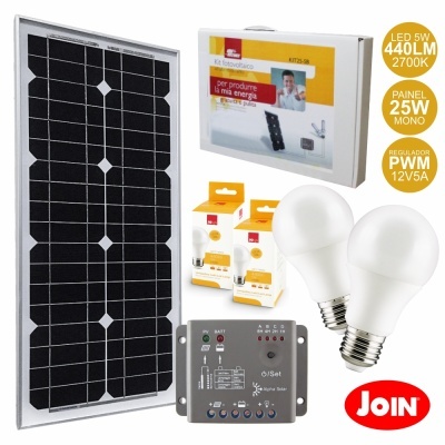 Conjunto de painel solar, lâmpadas LED, controlador PWM, embalagens e mala de transporte