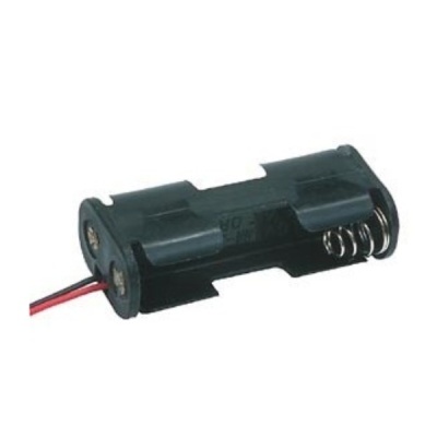 Suporte para duas pilhas AA preto com fios e molas