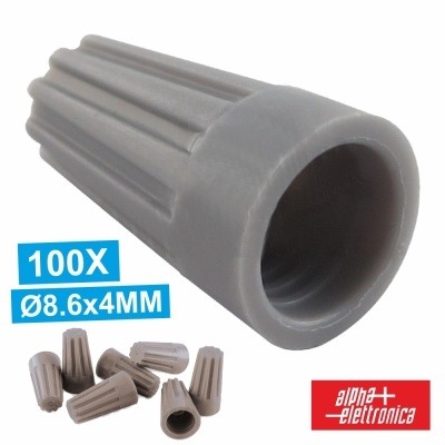 Tampas isolantes cinza para fios elétricos, 100 unidades,  Ø8.6x4MM, marca alpha elettronica