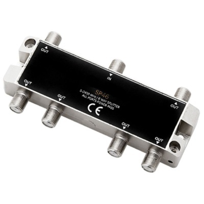 Divisor de sinal SP4-6 metálico com seis conectores coaxiais tipo F