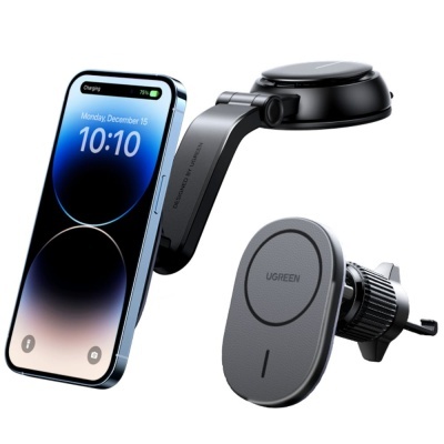 Suporte UGREEN para telemóvel de carro com ventosa e suporte de alça cinza