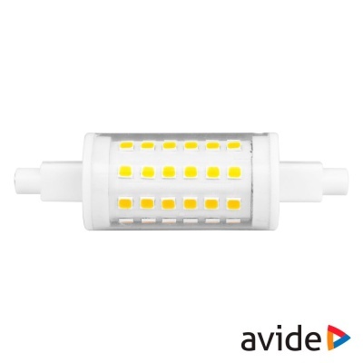 Lâmpada LED cilíndrica branca com pequenos pontos LED amarelos e logótipo avide