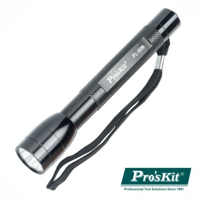 Lanterna preta metálica com cordão e texto Pro'sKit FL-508