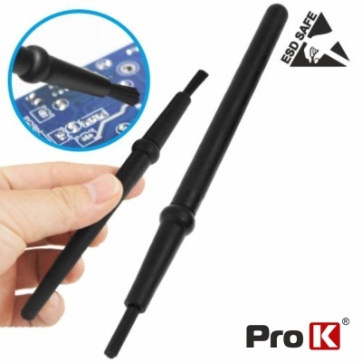 Pincel preto para eletrónica com símbolo ESD SAFE e logótipo ProK