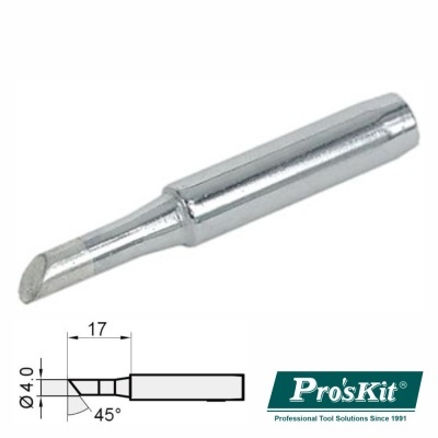 Ponta de ferro de soldar metal prateado com diagrama e logótipo Pro'sKit