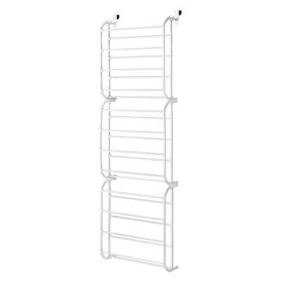 Estrutura metálica branca para pendurar em porta com barras horizontais.