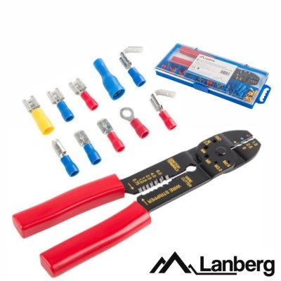 Conjunto para crimpagem Lanberg com alicate e conectores isolados coloridos