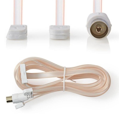 Cabo coaxial branco com conectores em ambas as extremidades