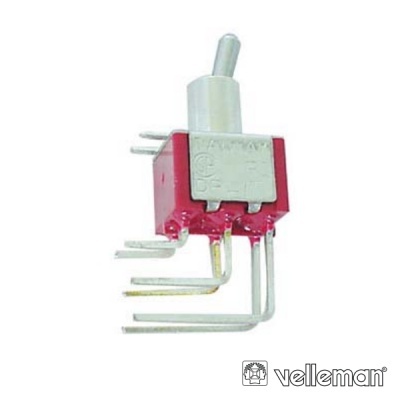 Interruptor toggle vermelho com terminal metálico e botão cinzento