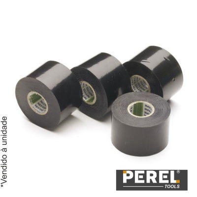 Quatro rolos de fita isolante preta com etiqueta PEREL TOOLS