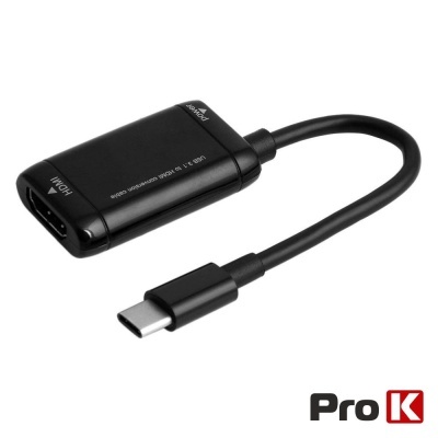 Adaptador preto USB-C para HDMI Pro K com cabo integrado