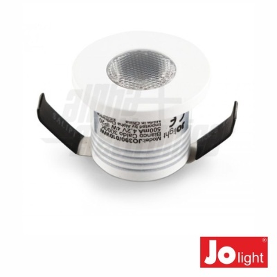Mini luminária LED Jo light branca com lentes hexagonais e suportes metálicos pretos