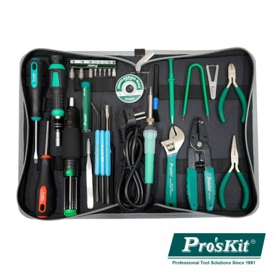 Conjunto de ferramentas Pro'sKit organizado em bolsa preta
