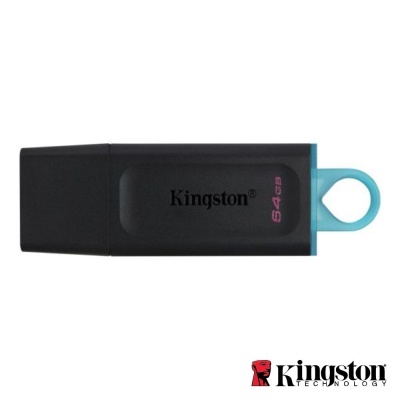 Pen USB preto e azul Kingston 64GB