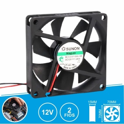 Ventoinha de computador SUNON MagLev preta 7x7cm