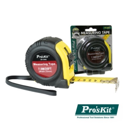 Fita métrica Pro'sKit preta e amarela com embalagem blister