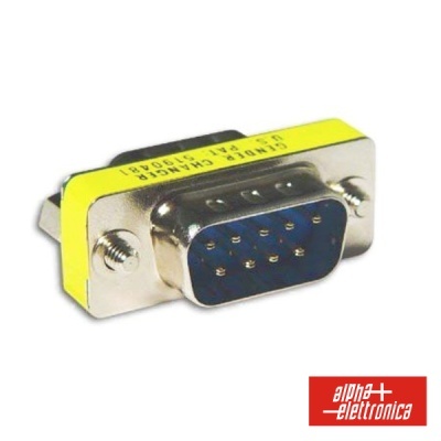 Conector ficha serial DB9 macho metálico com etiqueta amarela