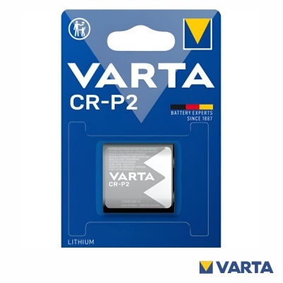 Bateria de lítio VARTA CR-P2 em embalagem azul com logo e texto