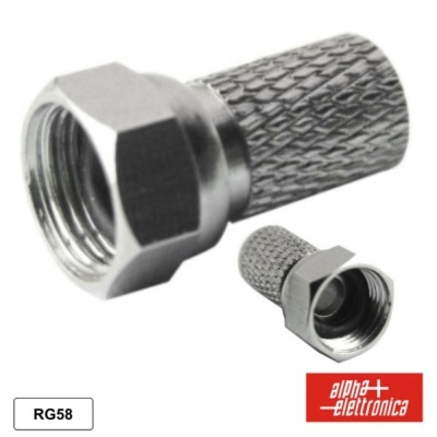 Conector coaxial metálico com rosca para cabo RG58 da alpha elettronica