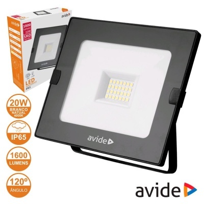 Projetor LED Avide preto com LEDs e embalagem