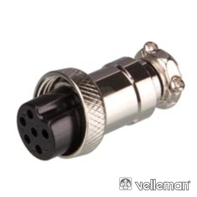 Conector circular metálico feminino de 7 pinos preto