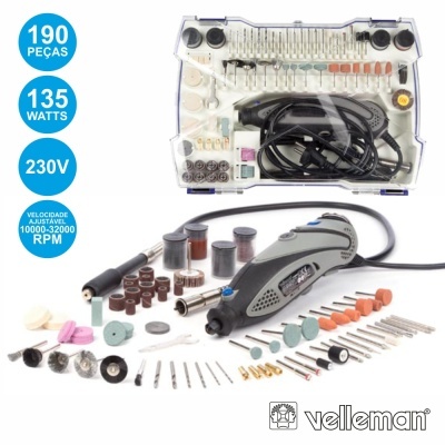 Conjunto de ferramenta rotativa com várias peças e estojo transparente