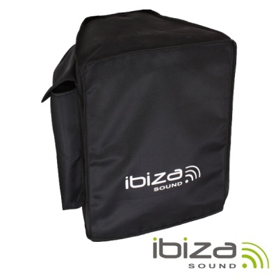 Capa preta para equipamento de som com logo 'ibiza SOUND'