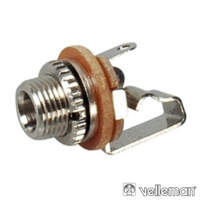Conector hembra metálico com rosca e suporte