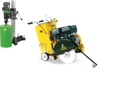 máquinas de construção: perfuradora e corta piso