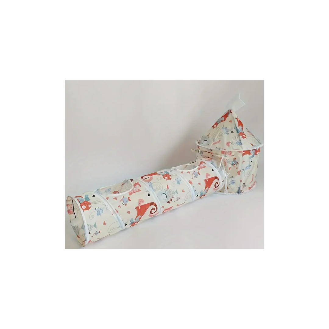 Túnel de brincar e tenda infantil com padrão colorido