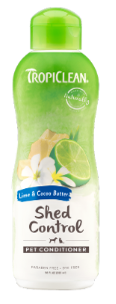 Frasco de condicionador para patas TropiClean Shed Control com aroma de limão e manteiga de cacau