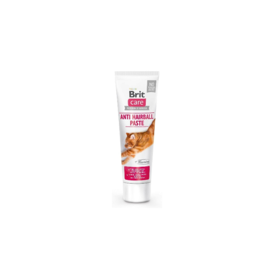 Tubete branco com pasta anti hairball para gato Brit Care