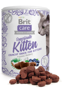 Lata de snacks para gatinhos Brit Care Superfruits Kitten com pedaços crocantes