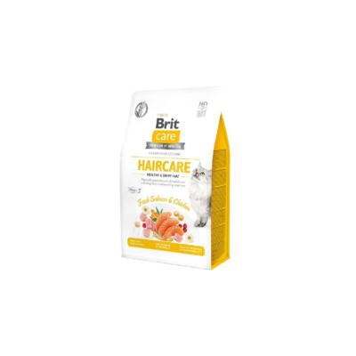 Saco Brit Care Haircare comida para gatos com salmão e frango