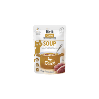 Embalagem de sopa Brit Care para gatos com pato, 750g