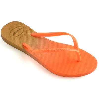 Sandália havaiana de dedo masculina coral e castanha
