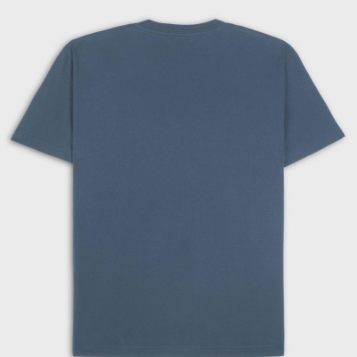 T-shirt azul lisa vista de costas