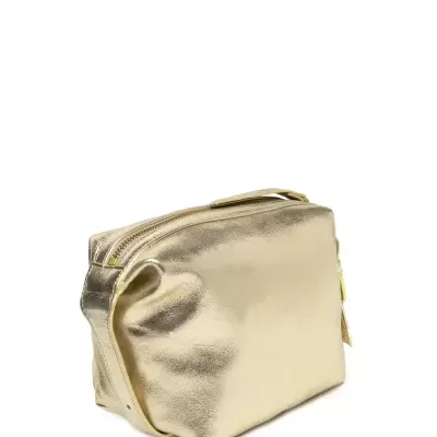 Bolsa de maquilhagem dourada com fecho