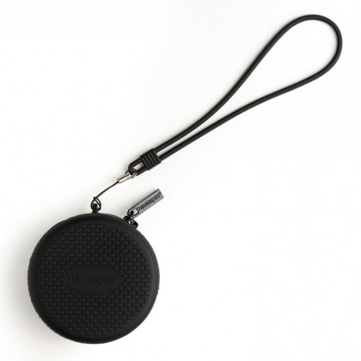 Caixa de armazenamento redonda preta com zíper e alça